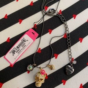 Betsy Johnson Crystal Skull Necklace